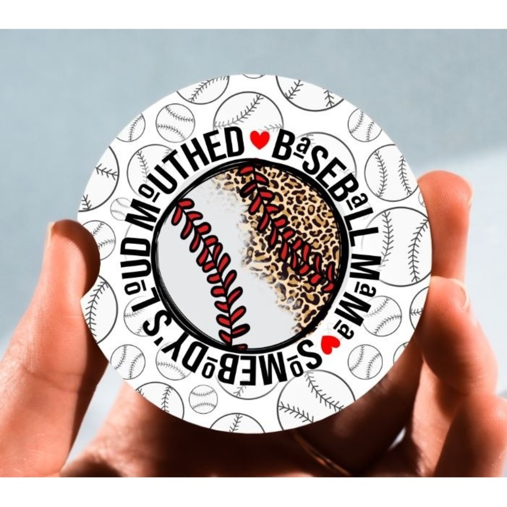 Set of 2‎ Car Coasters, Baseball Mama Car Coaster, Neoprene Car Coaster